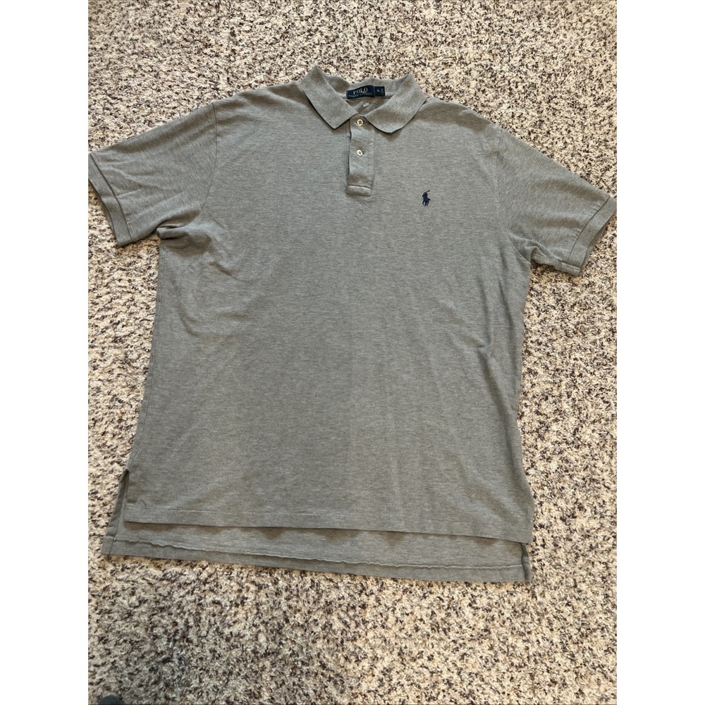 Polo Ralph Lauren Men Gray Polo Shirt, Sz XL Cotton